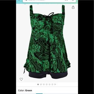 24w green and black tankini. Excellent condition.